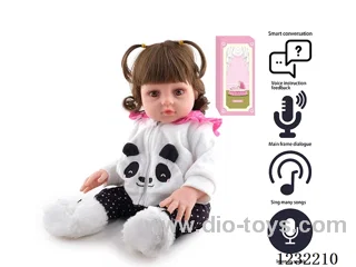 45CM Reborn High Simulation Baby Doll (Wig) Full Body Soft Rubber/Baby Bottle/Magnetic Pacifier/Diapers/Birth Certificate/Intelligent Conversation (Different Languages)/Recording Function