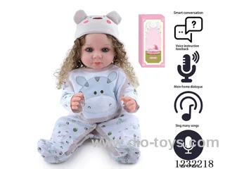 55CM Reborn Doll Advanced Painting Craftsmanship (Wig) Full Body Soft Rubber/Baby Bottle/Magnetic Pacifier/Diaper/Birth Card/Language Dialogue/Repeat Function