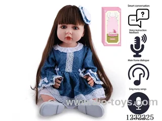 55CM Reborn Doll Advanced Painting Craftsmanship (Wig) Full Body Soft Rubber/Baby Bottle/Magnetic Pacifier/Diaper/Birth Card/Language Dialogue/Repeat Function