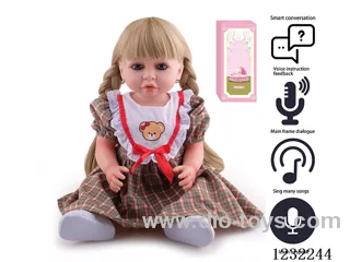 55CM Reborn Doll Advanced Painting Craftsmanship (Wig) Full Body Soft Rubber/Baby Bottle/Magnetic Pacifier/Diaper/Birth Card/Language Dialogue/Repeat Function