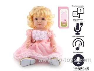 55CM Reborn High Simulation Baby Doll (Wig) Full Body Soft Rubber/Baby Bottle/Magnetic Pacifier/Diaper/Birth Card/Language Dialogue/Repeat