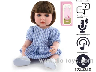 55CM Reborn High Simulation Baby Doll (Wig) Full Body Soft Rubber/Baby Bottle/Magnetic Pacifier/Diaper/Birth Card/Language Dialogue/Repeat