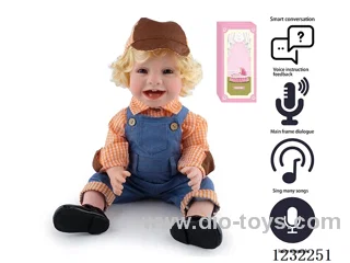 55CM Reborn High Simulation Baby Doll (Wig) Full Body Soft Rubber/Baby Bottle/Magnetic Pacifier/Diaper/Birth Card/Language Dialogue/Repeat