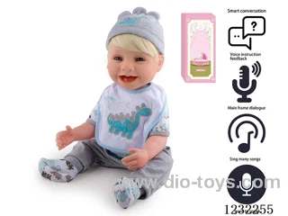 55CM Reborn High Simulation Baby Doll (Wig) Full Body Soft Rubber/Baby Bottle/Magnetic Pacifier/Diaper/Birth Card/Language Dialogue/Repeat