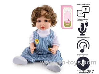 55CM Reborn High Simulation Baby Doll (Wig) Full Body Soft Rubber/Baby Bottle/Magnetic Pacifier/Diaper/Birth Card/Language Dialogue/Repeat