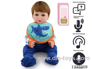 55CM Reborn High Simulation Baby Doll (Wig) Full Body Soft Rubber/Baby Bottle/Magnetic Pacifier/Diaper/Birth Card/Language Dialogue/Repeat