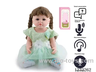 55CM Reborn High Simulation Baby Doll (Wig) Full Body Soft Rubber/Baby Bottle/Magnetic Pacifier/Diaper/Birth Card/Language Dialogue/Repeat