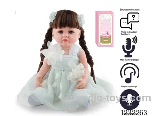 55CM Reborn High Simulation Baby Doll (Wig) Full Body Soft Rubber/Baby Bottle/Magnetic Pacifier/Diaper/Birth Card/Language Dialogue/Repeat