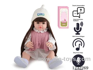 55CM Reborn High Simulation Baby Doll (Wig) Full Body Soft Rubber/Baby Bottle/Magnetic Pacifier/Diaper/Birth Card/Language Dialogue/Repeat