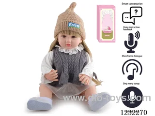 55CM Reborn High Simulation Baby Doll (Wig) Full Body Soft Rubber/Baby Bottle/Magnetic Pacifier/Diaper/Birth Card/Language Dialogue/Repeat