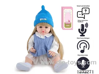 55CM Reborn High Simulation Baby Doll (Wig) Full Body Soft Rubber/Baby Bottle/Magnetic Pacifier/Diaper/Birth Card/Language Dialogue/Repeat