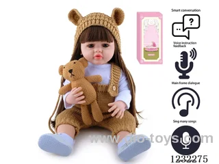 55CM Reborn High Simulation Baby Doll (Wig) Full Body Soft Rubber/Baby Bottle/Magnetic Pacifier/Diaper/Birth Card/Language Dialogue/Repeat
