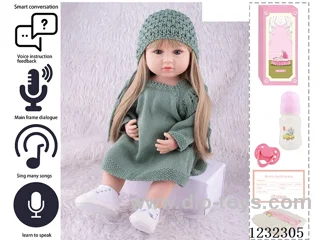 55CM Reborn High Simulation Baby Doll (Wig) Full Body Soft Rubber/Baby Bottle/Magnetic Pacifier/Diaper/Birth Card/Language Dialogue/Repeat