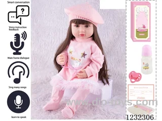 55CM Reborn High Simulation Baby Doll (Wig) Full Body Soft Rubber/Baby Bottle/Magnetic Pacifier/Diaper/Birth Card/Language Dialogue/Repeat