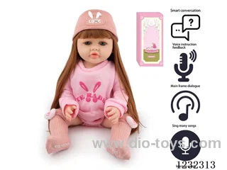 55CM Reborn High Simulation Baby Doll (Wig) Full Body Soft Rubber/Baby Bottle/Magnetic Pacifier/Diaper/Birth Card/Language Dialogue/Repeat