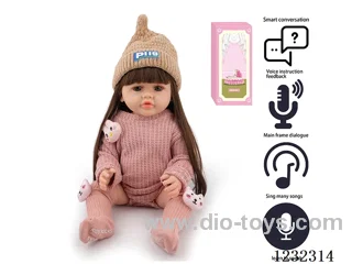 55CM Reborn High Simulation Baby Doll (Wig) Full Body Soft Rubber/Baby Bottle/Magnetic Pacifier/Diaper/Birth Card/Language Dialogue/Repeat