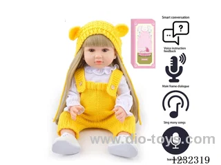 55CM Reborn High Simulation Baby Doll (Wig) Full Body Soft Rubber/Baby Bottle/Magnetic Pacifier/Diaper/Birth Card/Language Dialogue/Repeat