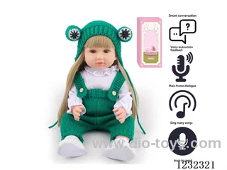 55CM Reborn High Simulation Baby Doll (Wig) Full Body Soft Rubber/Baby Bottle/Magnetic Pacifier/Diaper/Birth Card/Language Dialogue/Repeat