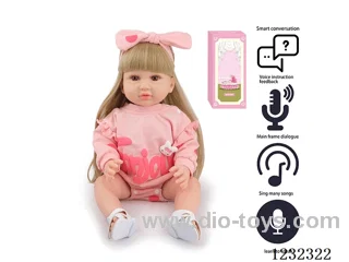 55CM Reborn High Simulation Baby Doll (Wig) Full Body Soft Rubber/Baby Bottle/Magnetic Pacifier/Diaper/Birth Card/Language Dialogue/Repeat