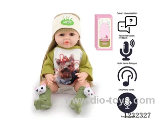 55CM Reborn High Simulation Baby Doll (Wig) Full Body Soft Rubber/Baby Bottle/Magnetic Pacifier/Diaper/Birth Card/Language Dialogue/Repeat