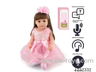 55CM Reborn High Simulation Baby Doll (Wig) Full Body Soft Rubber/Baby Bottle/Magnetic Pacifier/Diaper/Birth Card/Language Dialogue/Repeat