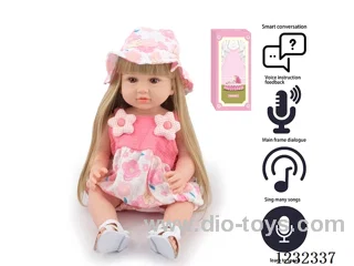 55CM Reborn High Simulation Baby Doll (Wig) Full Body Soft Rubber/Baby Bottle/Magnetic Pacifier/Diaper/Birth Card/Language Dialogue/Repeat