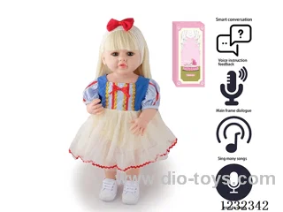 55CM Reborn High Simulation Baby Doll (Wig) Full Body Soft Rubber/Baby Bottle/Magnetic Pacifier/Diaper/Birth Card/Language Dialogue/Repeat