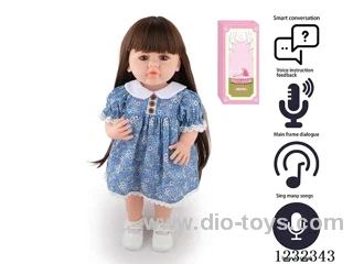 55CM Reborn High Simulation Baby Doll (Wig) Full Body Soft Rubber/Baby Bottle/Magnetic Pacifier/Diaper/Birth Card/Language Dialogue/Repeat