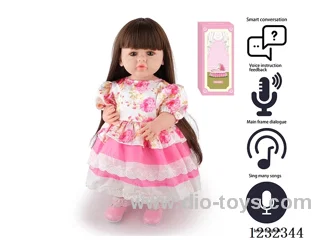 55CM Reborn High Simulation Baby Doll (Wig) Full Body Soft Rubber/Baby Bottle/Magnetic Pacifier/Diaper/Birth Card/Language Dialogue/Repeat