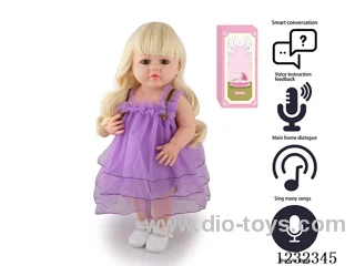 55CM Reborn High Simulation Baby Doll (Wig) Full Body Soft Rubber/Baby Bottle/Magnetic Pacifier/Diaper/Birth Card/Language Dialogue/Repeat