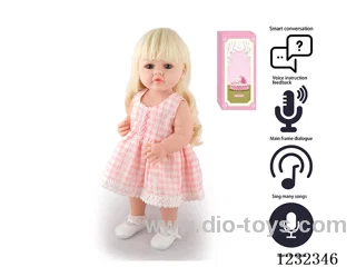 55CM Reborn High Simulation Baby Doll (Wig) Full Body Soft Rubber/Baby Bottle/Magnetic Pacifier/Diaper/Birth Card/Language Dialogue/Repeat
