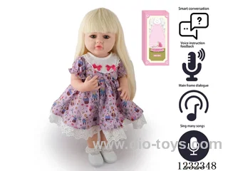 55CM Reborn High Simulation Baby Doll (Wig) Full Body Soft Rubber/Baby Bottle/Magnetic Pacifier/Diaper/Birth Card/Language Dialogue/Repeat