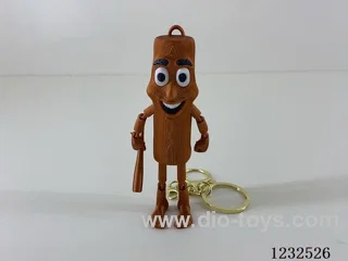 10CM Stick Figure Keychain with Gold Ring