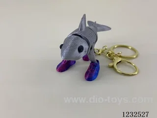 9CM Shark Wearing Shoes Keychain with Gold Ring