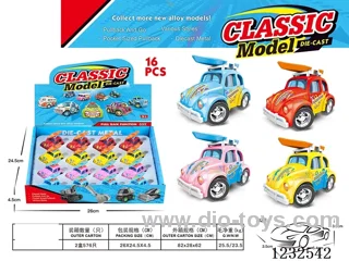 Alloy pull-back printed vintage car 16PCS
