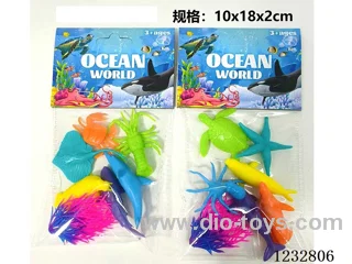 PVC Solid Color Marine Animal 6-Piece Set