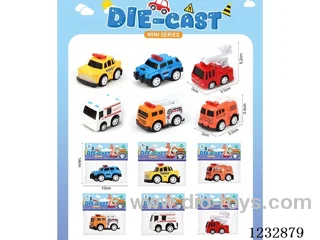 Pull Back Q Version Alloy Cartoon Rescue Water Spray Car Ladder Car Ambulance Police Car Small Car Card Head PVC Bag