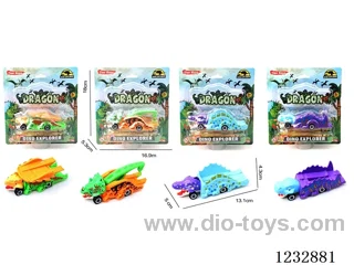 Dinosaur Free Wheel Alloy Car Series: Single Pack 4 Mixed Models