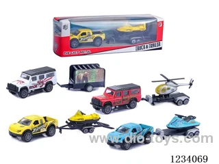 Alloy Pull Back Land Rover Pickup Truck + Tow