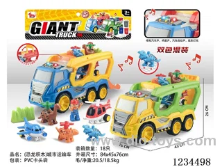 Building blocks + free wheel transport vehicle