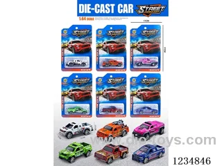 1:64 free wheel alloy car 6 mixed