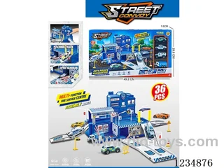 City alloy police station parking lot (with 4 alloy cars)