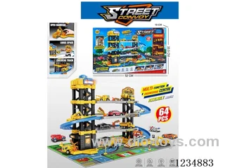 Urban four-story lift parking lot W L/M engineering set with 3PCS alloy cars(included 3*AG13)