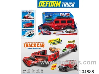 Ejectable Storage Off-Road Vehicle Transformation Track W L/M/2PCS alloy car(included 3*AG13)