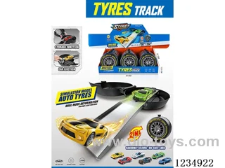 Launchable storage tire with 1 alloy car 12PCS