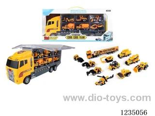 Free wheel container truck with 11 alloy engineering vehicles (double-sided)