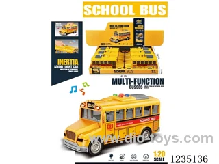 1:20 Small City School Bus (Inertia & Lights and Music) 6PCS included battery