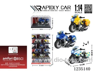 1:14 pull back alloy motorcyclesW L/M 3 colors mixed (without helmet)