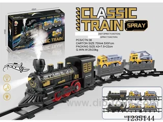 B/O Track Train With Spray (Locomotive + 2 Trailers: 2 Construction Vehicles) W L/M, 4*AA Batteries Not Included