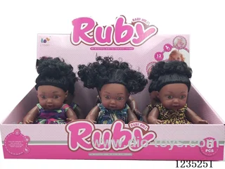12-inch Blow-Up Bottle 12-Sound Black Doll 6PCS (3 sets of clothes mixed)included battery